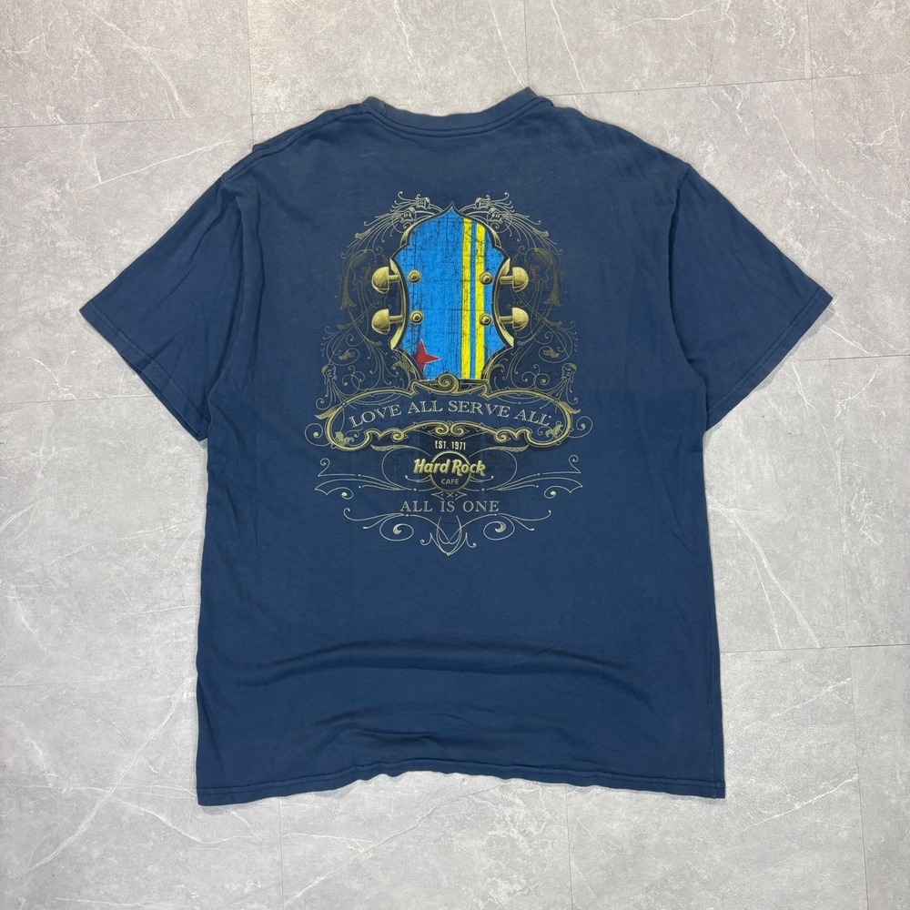 Hard Rock Cafe Aruba Mens T-Shirt Navy Blue Guitar Graphic XL